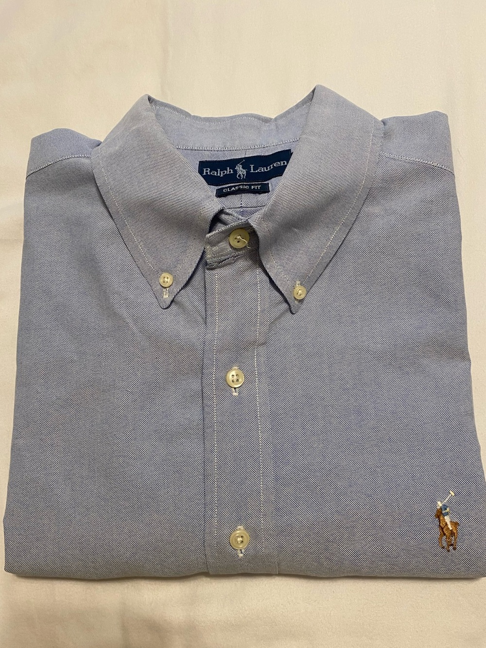 Ralph Lauren Classic Fit Light Blue Short Sleeve Button-Down Oxford Shirt FLAWS